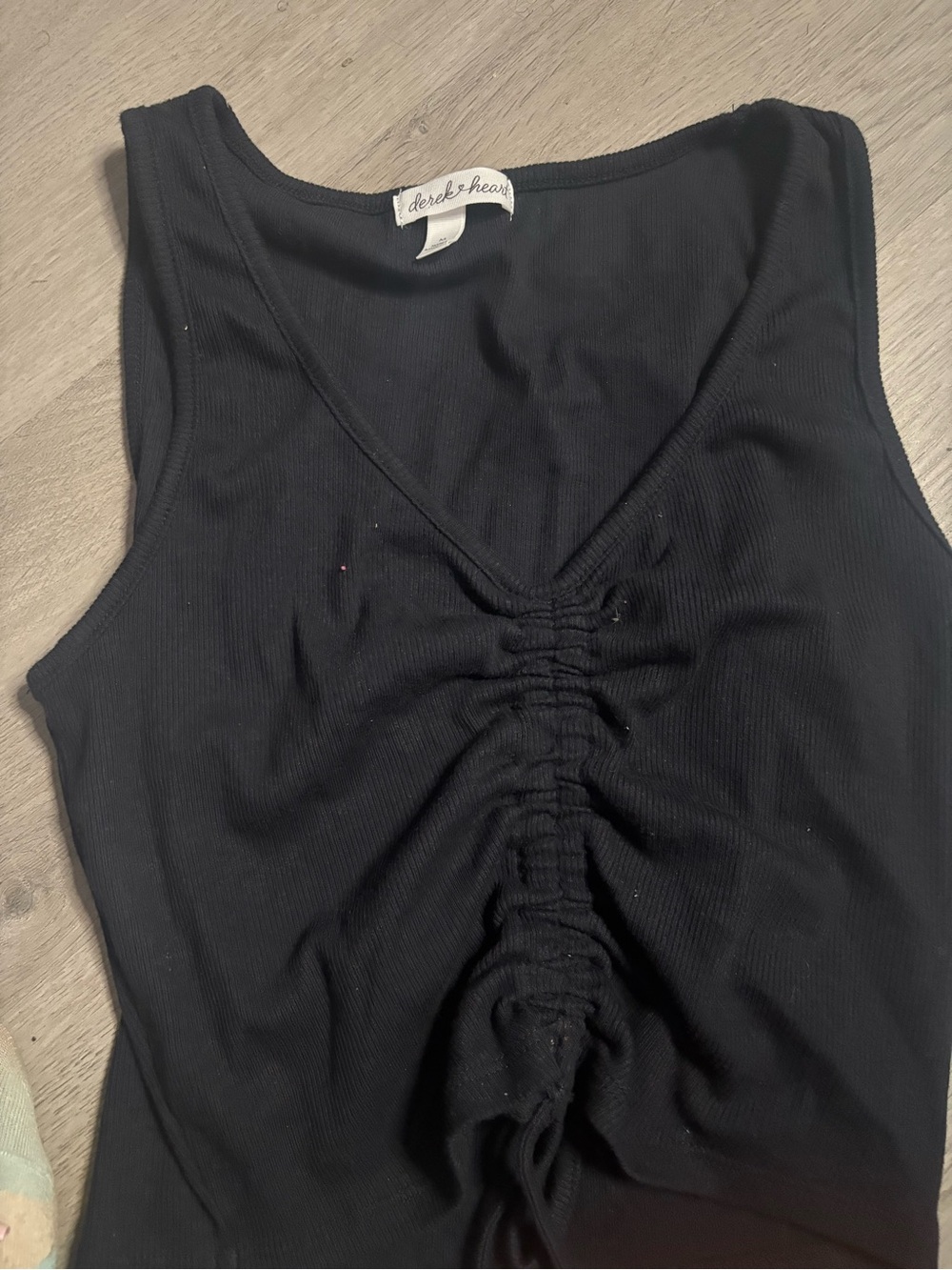 Derek Heart Black Ruched Front Tank